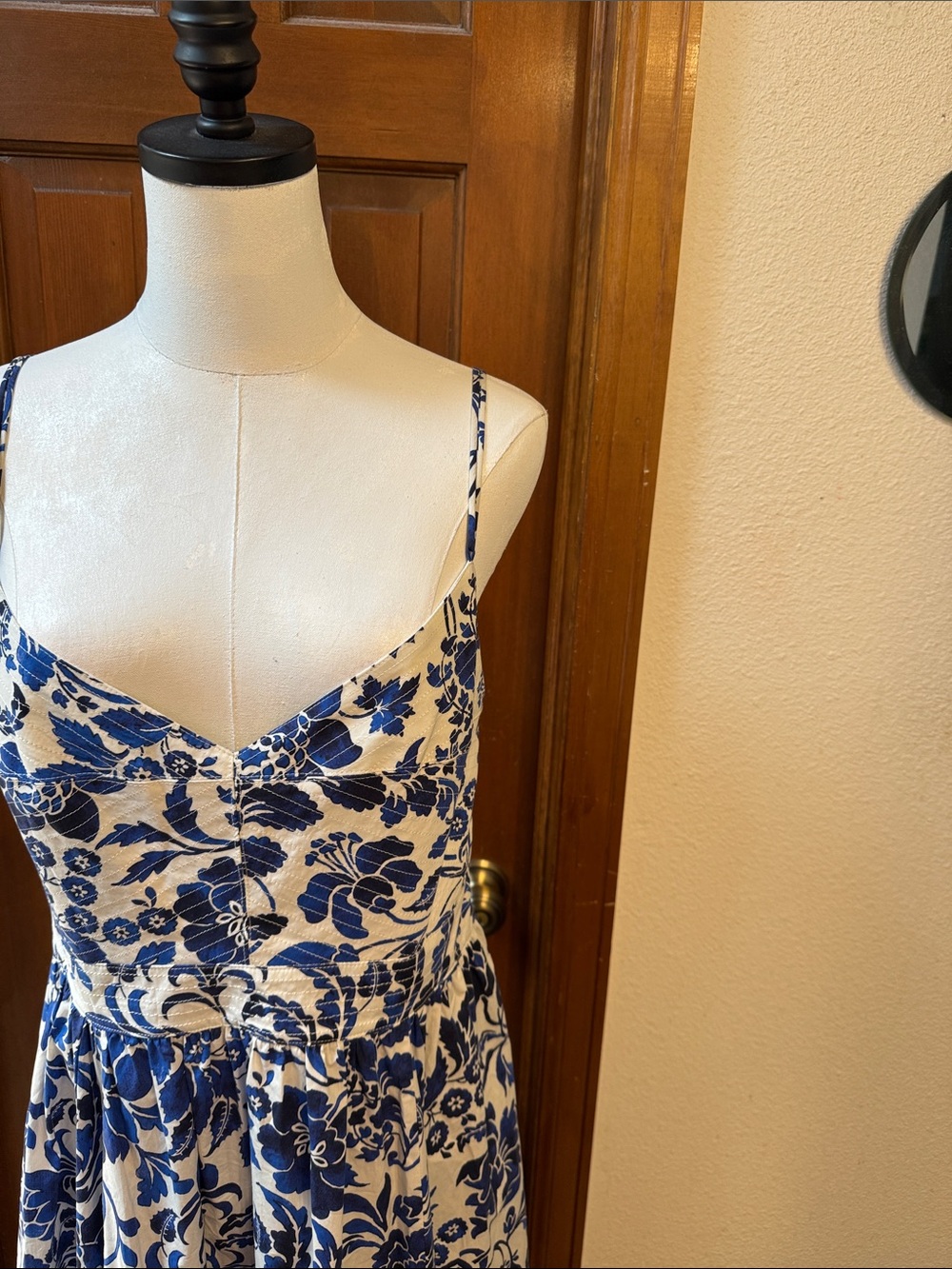 PRICE FIRM La Ligne Blue and White Floral Maxi Dress Size L - Picture 5 of 9